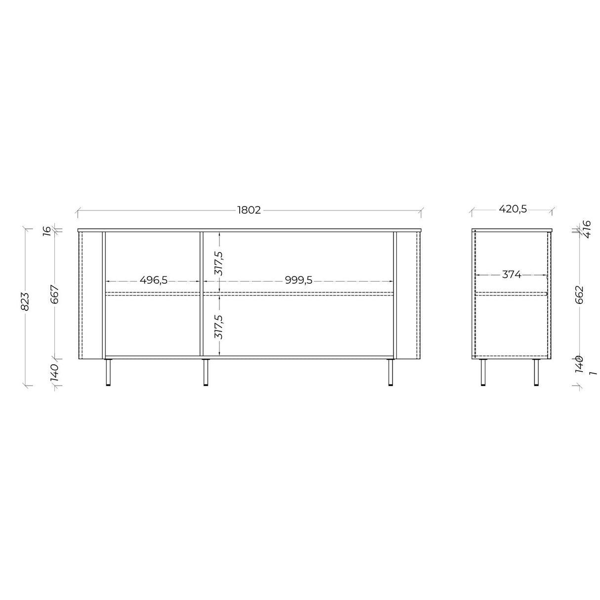 Palermo 180cm 3 Door Curved Sideboard - Cashmere - FurniComp