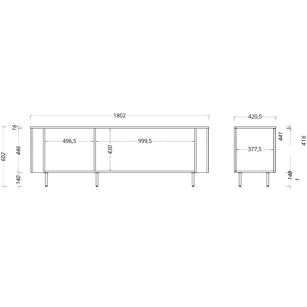 Palermo 180cm 3 Door Curved TV Unit - Cashmere - FurniComp
