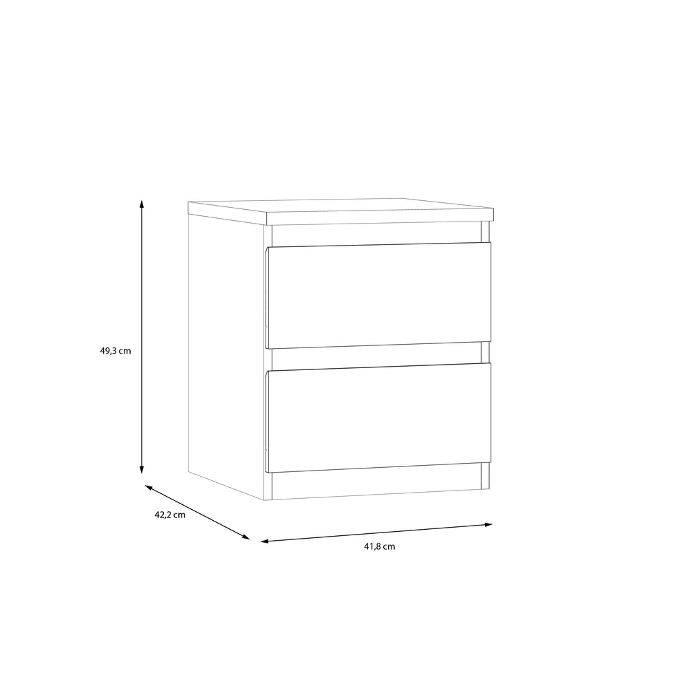 Alaska 2 Drawer Bedside Table - Cashmere - FurniComp