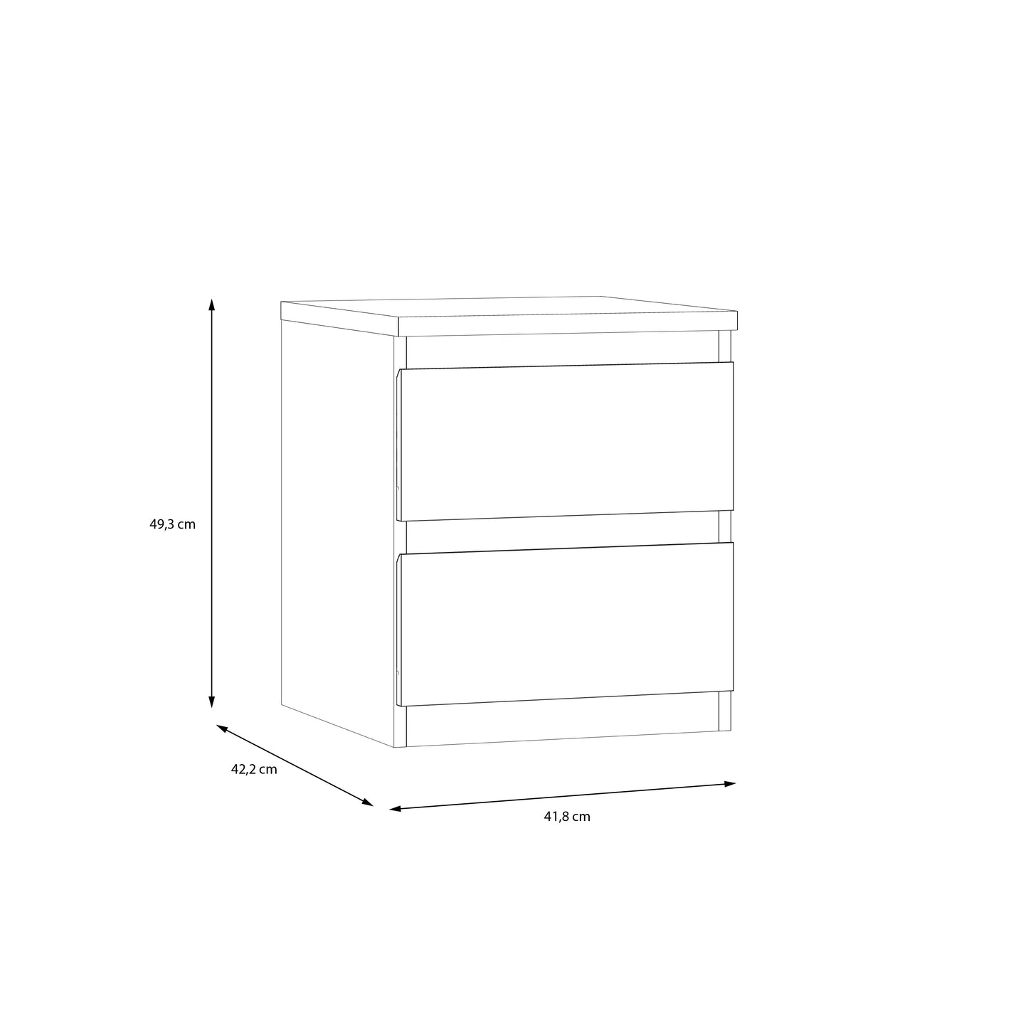 Alaska 2 Drawer Bedside Table - Cashmere - FurniComp