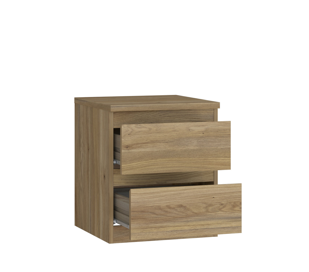 Alaska 2 Drawer Bedside Table - Oak - FurniComp