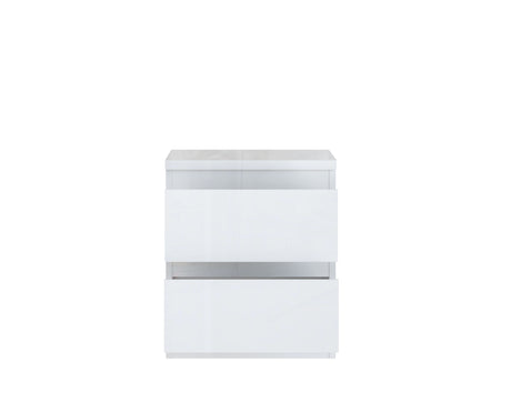 Alaska 2 Drawer Bedside Table - White Gloss - FurniComp