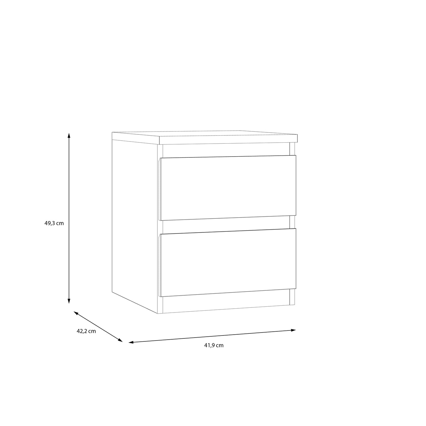 Alaska 2 Drawer Bedside Table - White Gloss - FurniComp