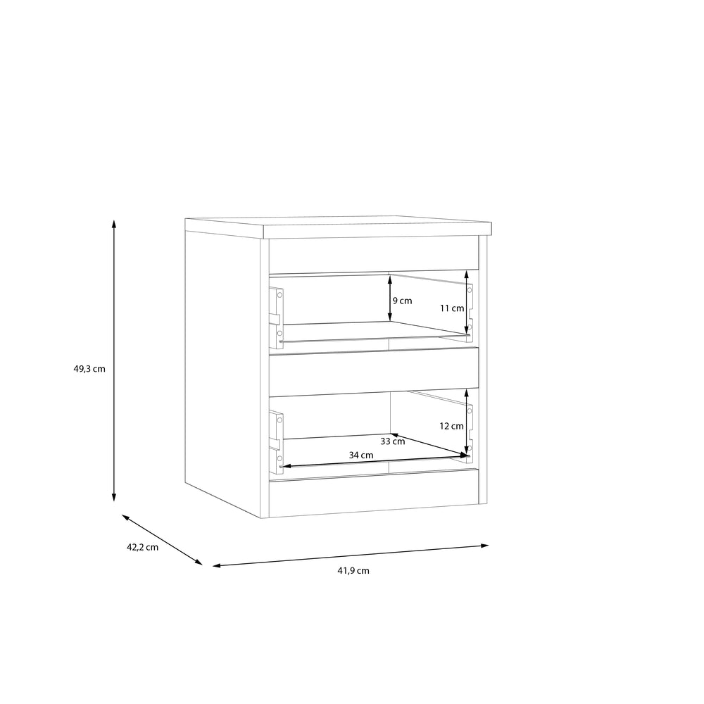Alaska 2 Drawer Bedside Table - White Gloss - FurniComp