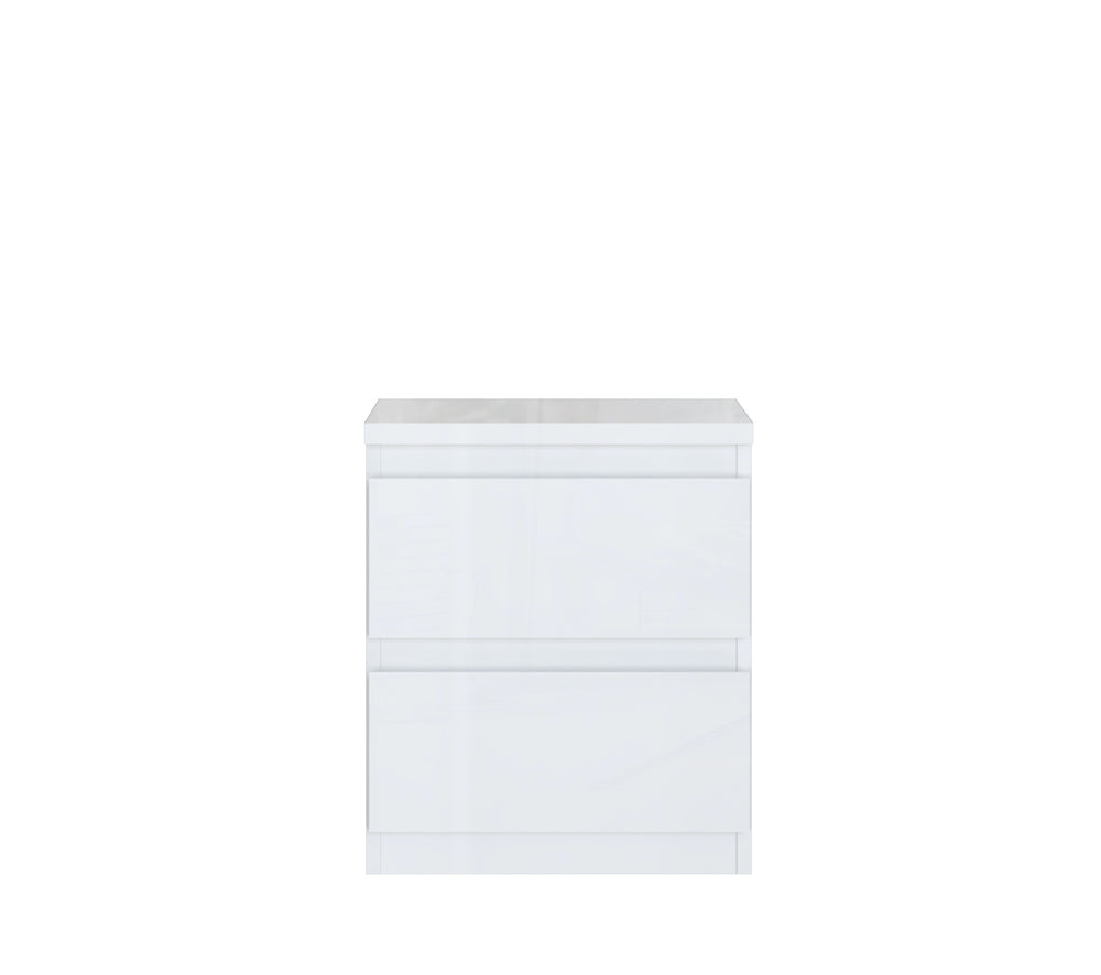 Alaska 2 Drawer Bedside Table - White Gloss - FurniComp
