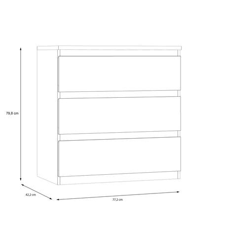 Alaska 3 Drawer Chest of Drawers - Cashmere - FurniComp