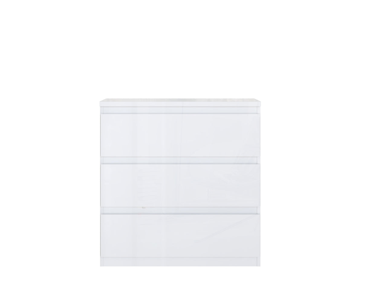 Alaska 3 Drawer Chest of Drawers - White Gloss - FurniComp