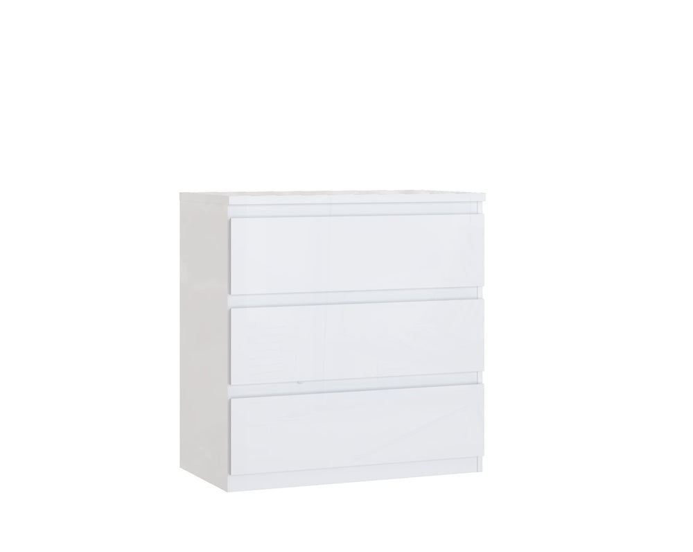 Alaska 3 Drawer Chest of Drawers - White Gloss - FurniComp