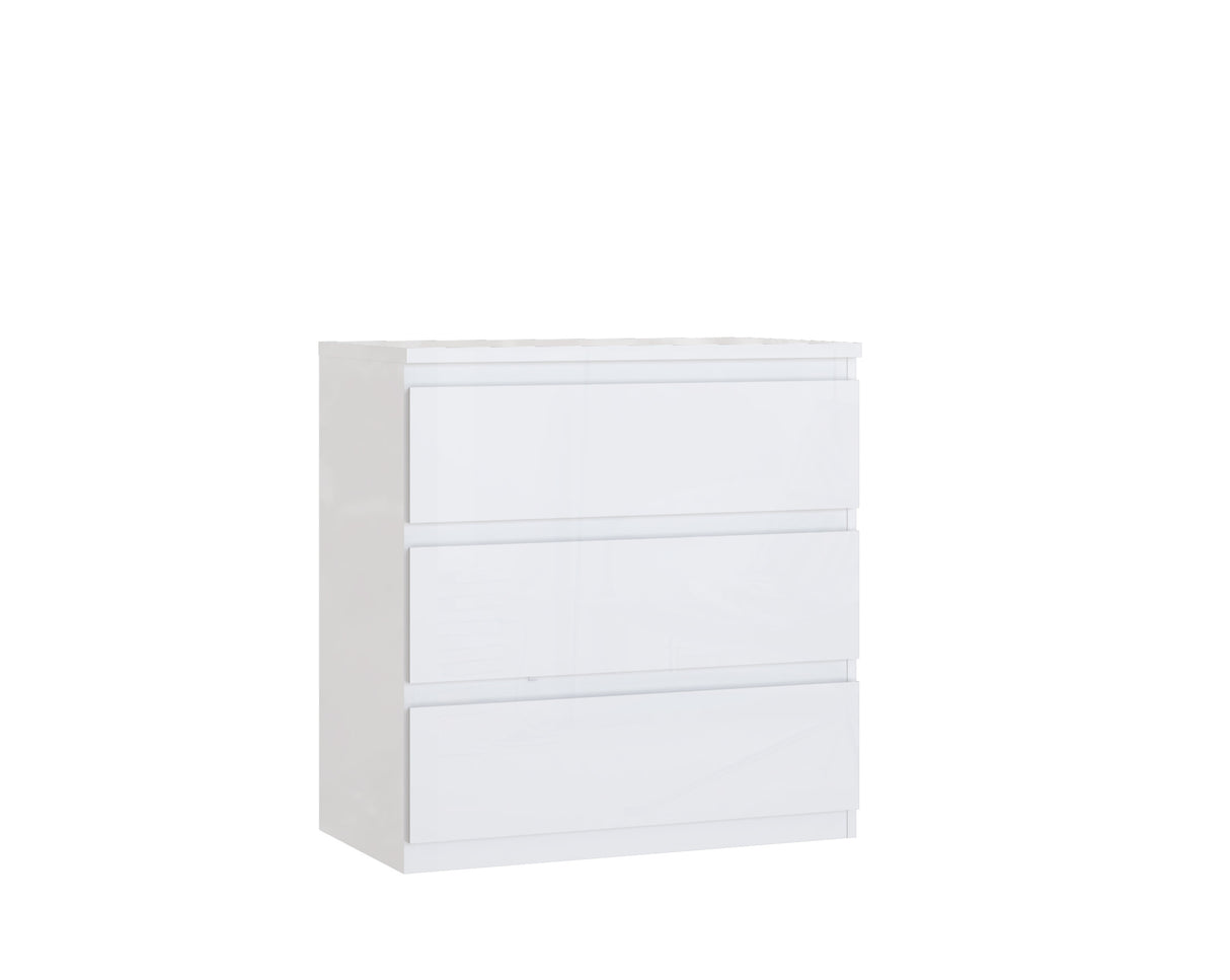 Alaska 3 Drawer Chest of Drawers - White Gloss - FurniComp