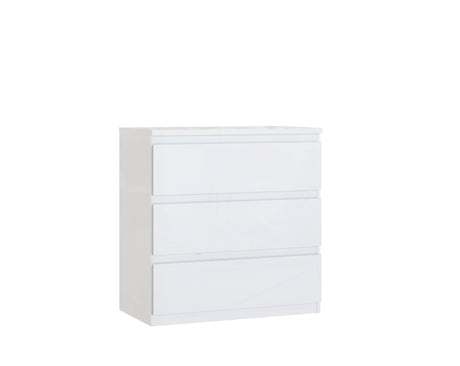 Alaska 3 Drawer Chest of Drawers - White Gloss - FurniComp