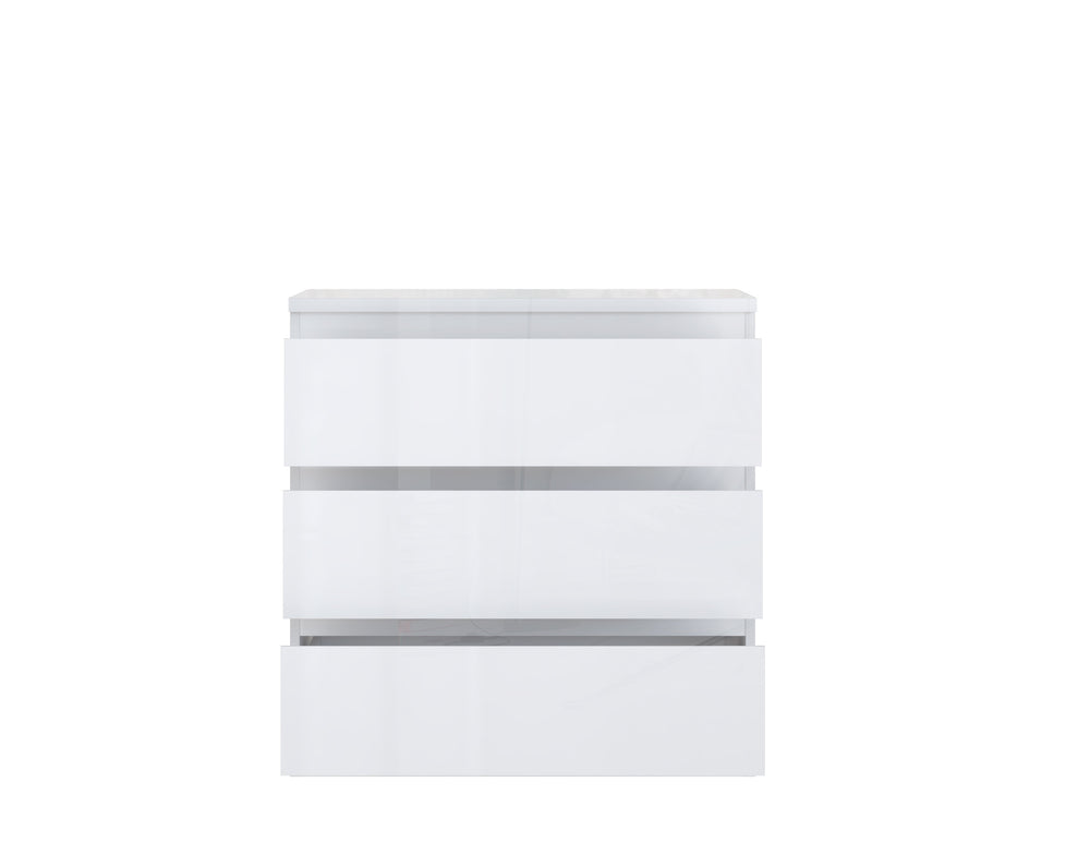 Alaska 3 Drawer Chest of Drawers - White Gloss - FurniComp