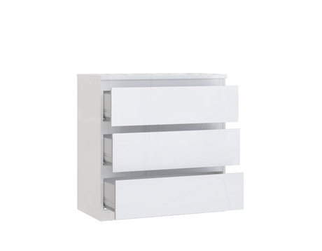 Alaska 3 Drawer Chest of Drawers - White Gloss - FurniComp