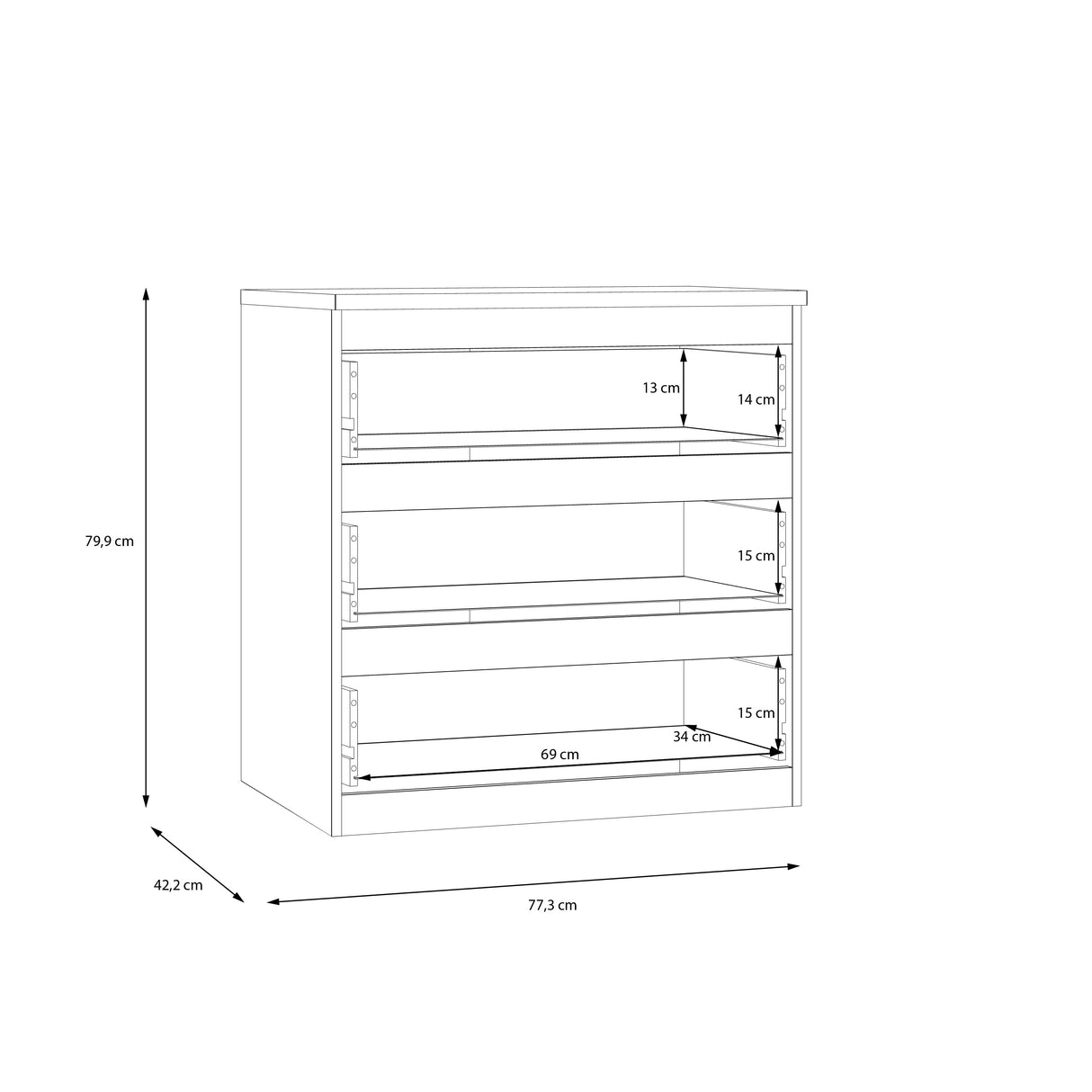Alaska 3 Drawer Chest of Drawers - White Gloss - FurniComp