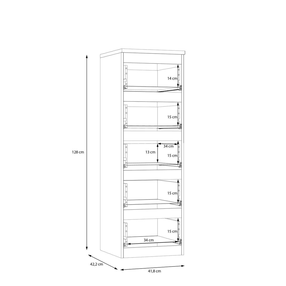 Alaska 5 Drawer Tall Chest of Drawers - Cashmere - FurniComp