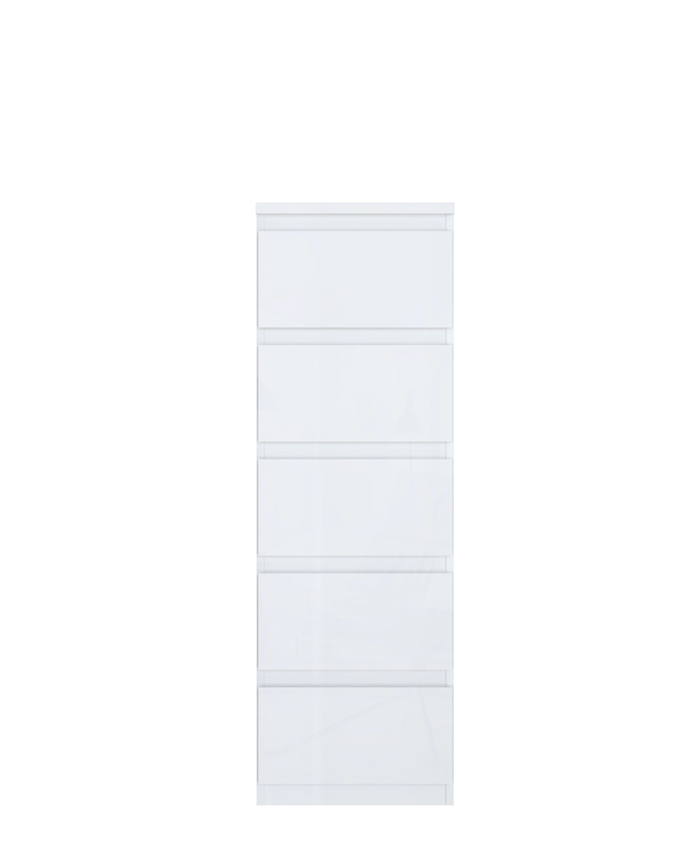 Alaska 5 Drawer Tall Chest of Drawers - White Gloss - FurniComp