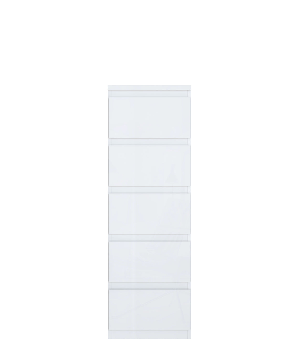 Alaska 5 Drawer Tall Chest of Drawers - White Gloss - FurniComp