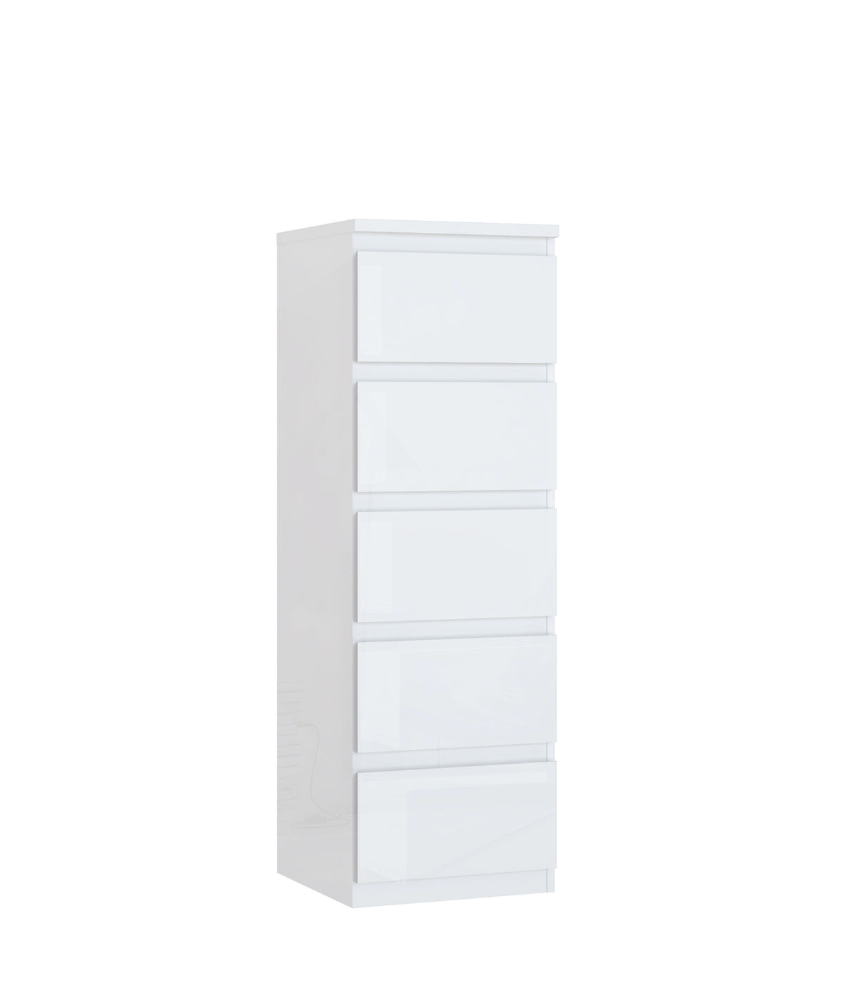 Alaska 5 Drawer Tall Chest of Drawers - White Gloss - FurniComp