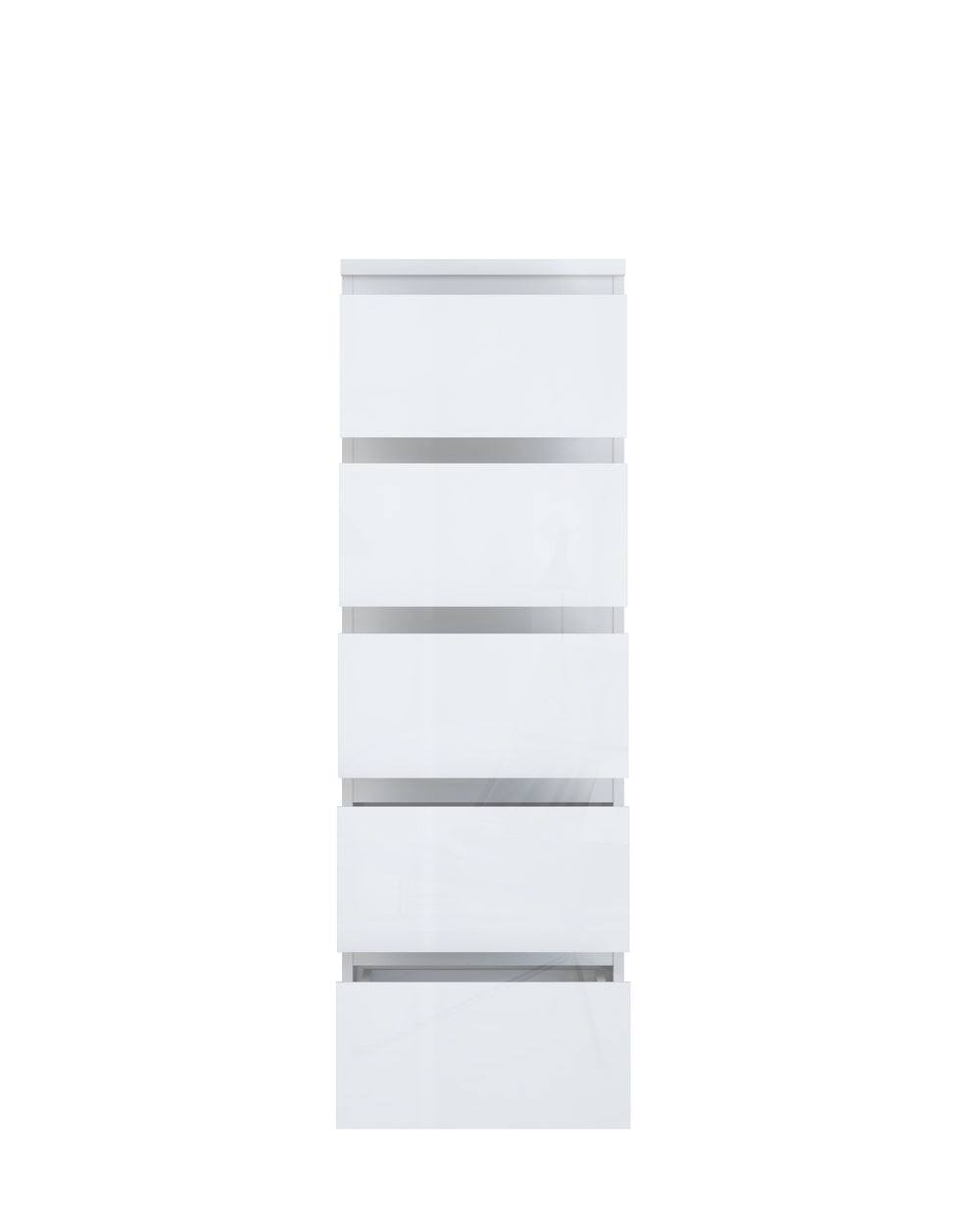 Alaska 5 Drawer Tall Chest of Drawers - White Gloss - FurniComp