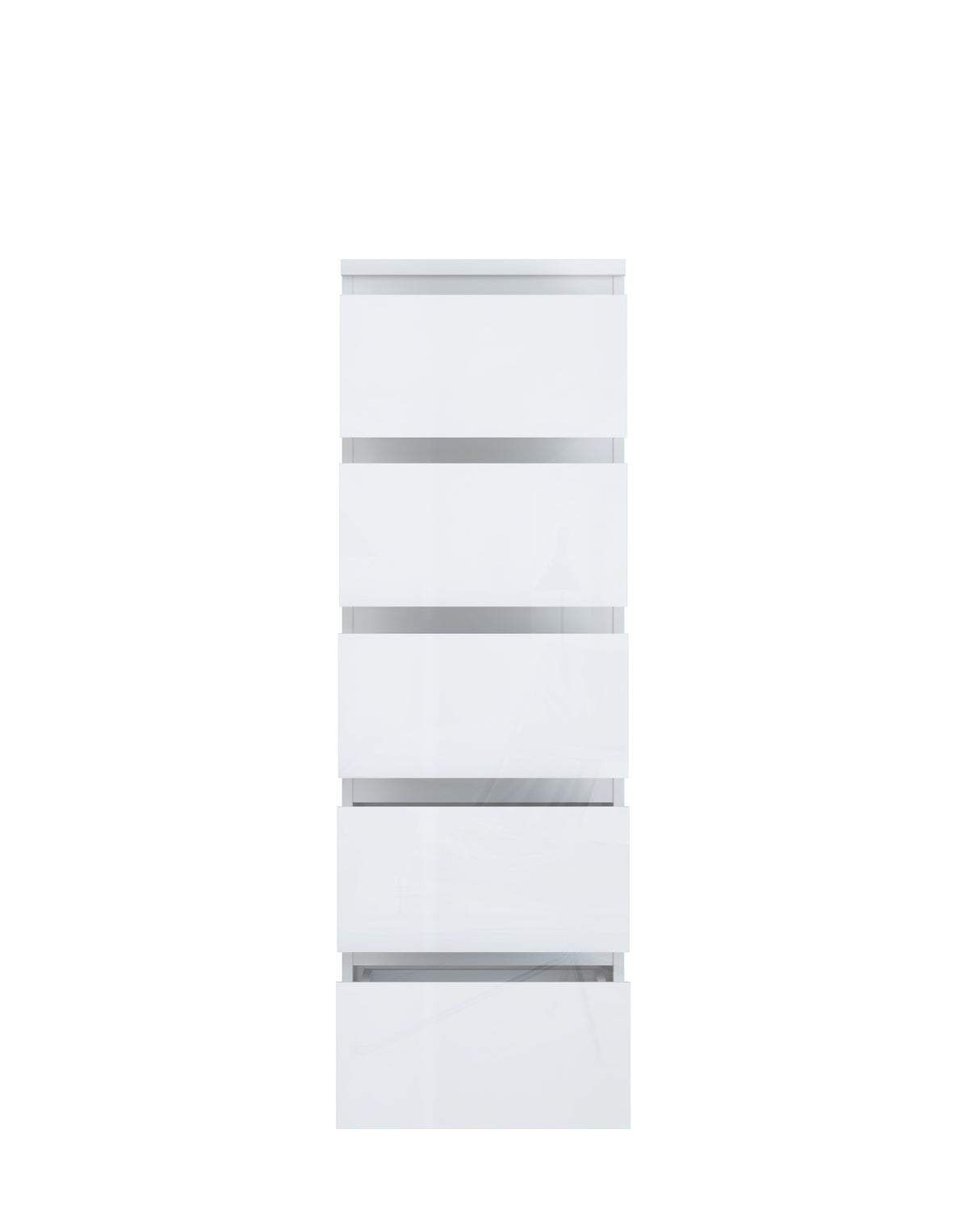 Alaska 5 Drawer Tall Chest of Drawers - White Gloss - FurniComp