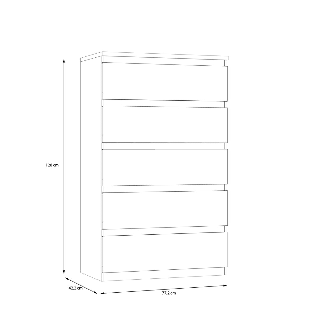Alaska 5 Drawer Wide Chest of Drawers - Cashmere - FurniComp
