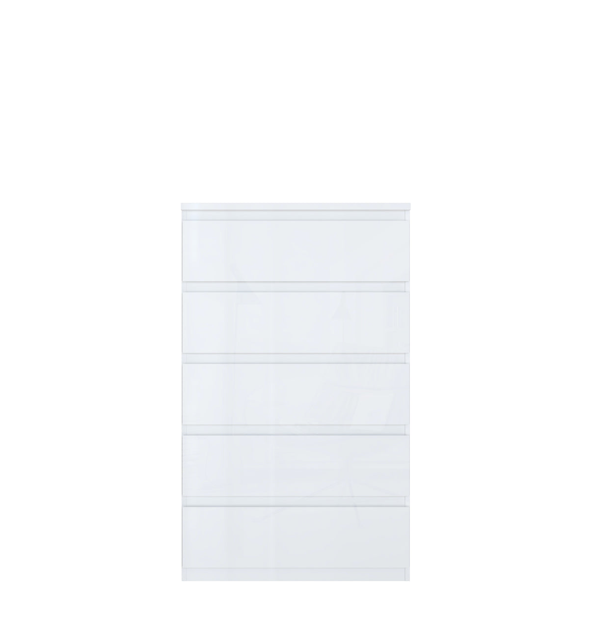 Alaska 5 Drawer Wide Chest of Drawers - White Gloss - FurniComp