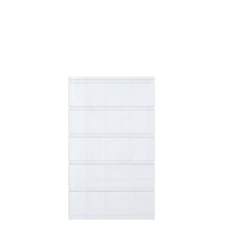 Alaska 5 Drawer Wide Chest of Drawers - White Gloss - FurniComp