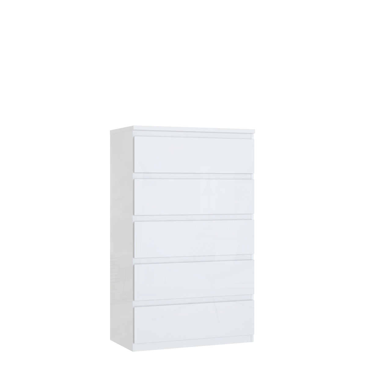 Alaska 5 Drawer Wide Chest of Drawers - White Gloss - FurniComp