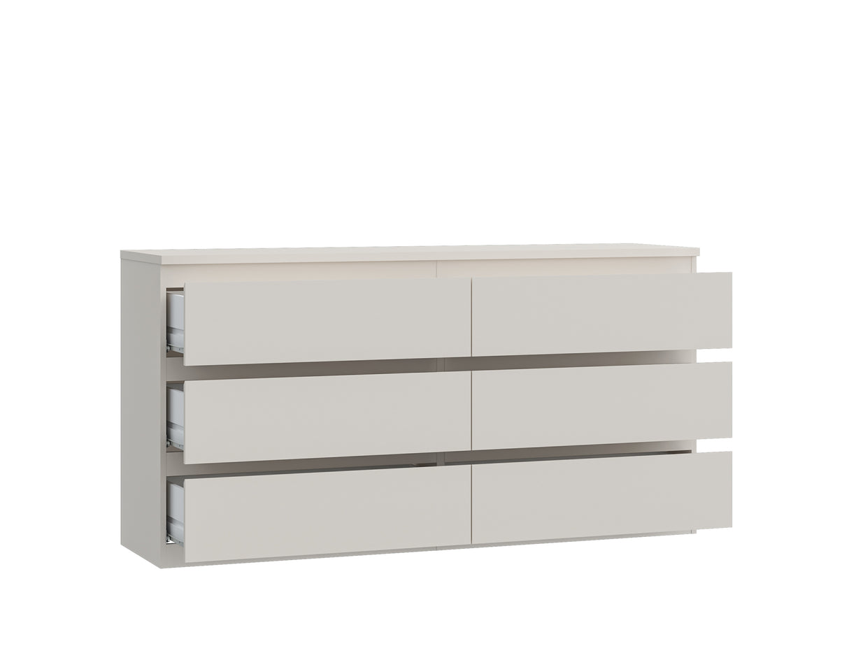 Alaska 6 Drawer Wide Chest of Drawers - Cashmere - FurniComp