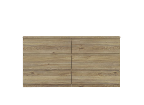 Alaska 6 Drawer Wide Chest of Drawers - Oak - FurniComp