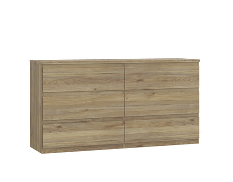 Alaska 6 Drawer Wide Chest of Drawers - Oak - FurniComp