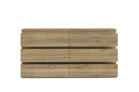 Alaska 6 Drawer Wide Chest of Drawers - Oak - FurniComp