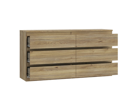 Alaska 6 Drawer Wide Chest of Drawers - Oak - FurniComp