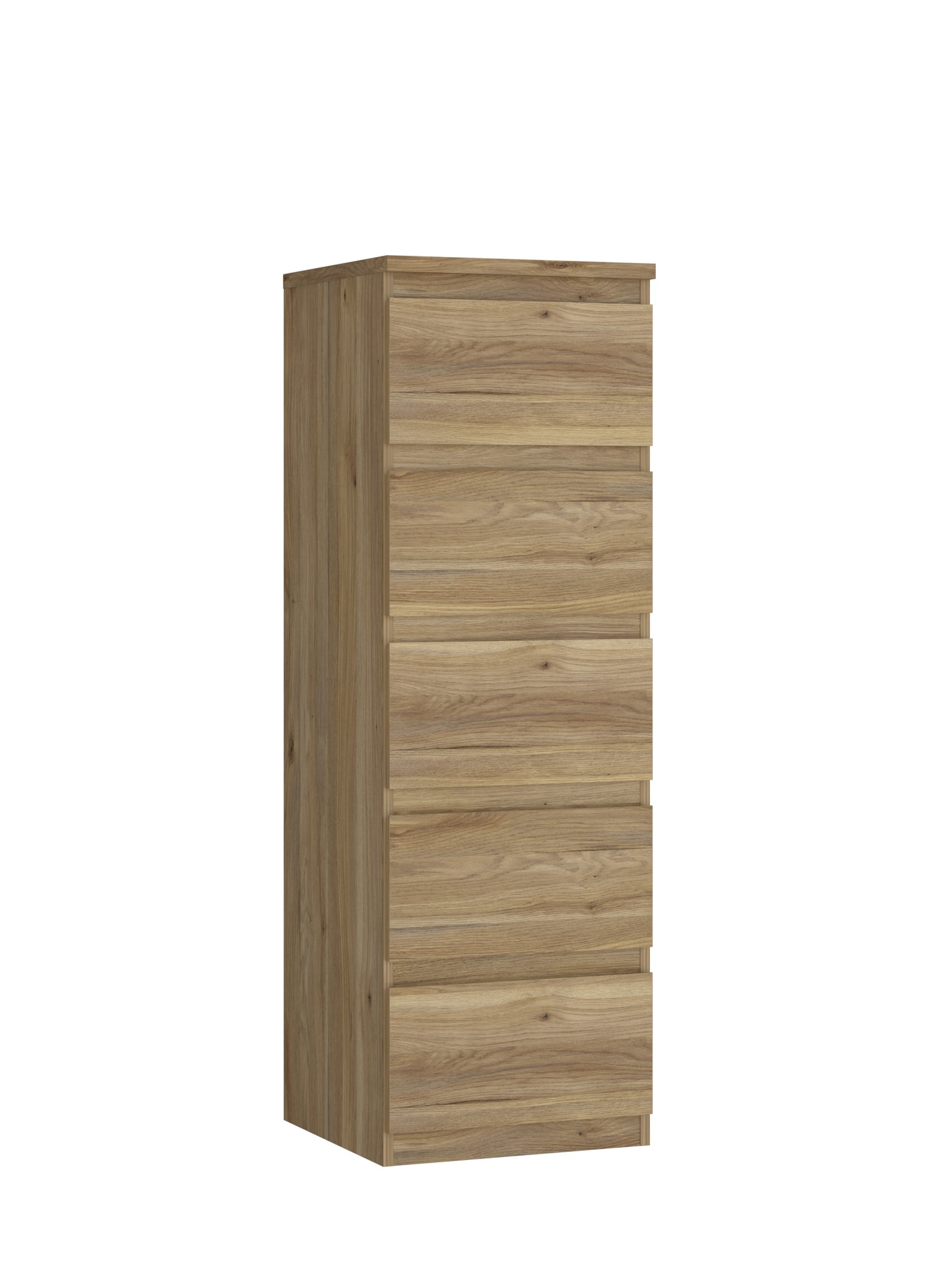 Alaska 5 Drawer Tall Chest of Drawers - Oak - FurniComp