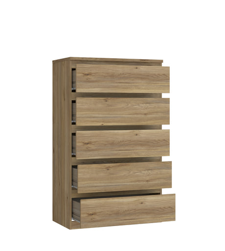 Alaska 5 Drawer Wide Chest of Drawers - Oak - FurniComp