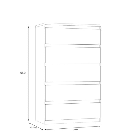 Alaska 5 Drawer Wide Chest of Drawers - Oak - FurniComp