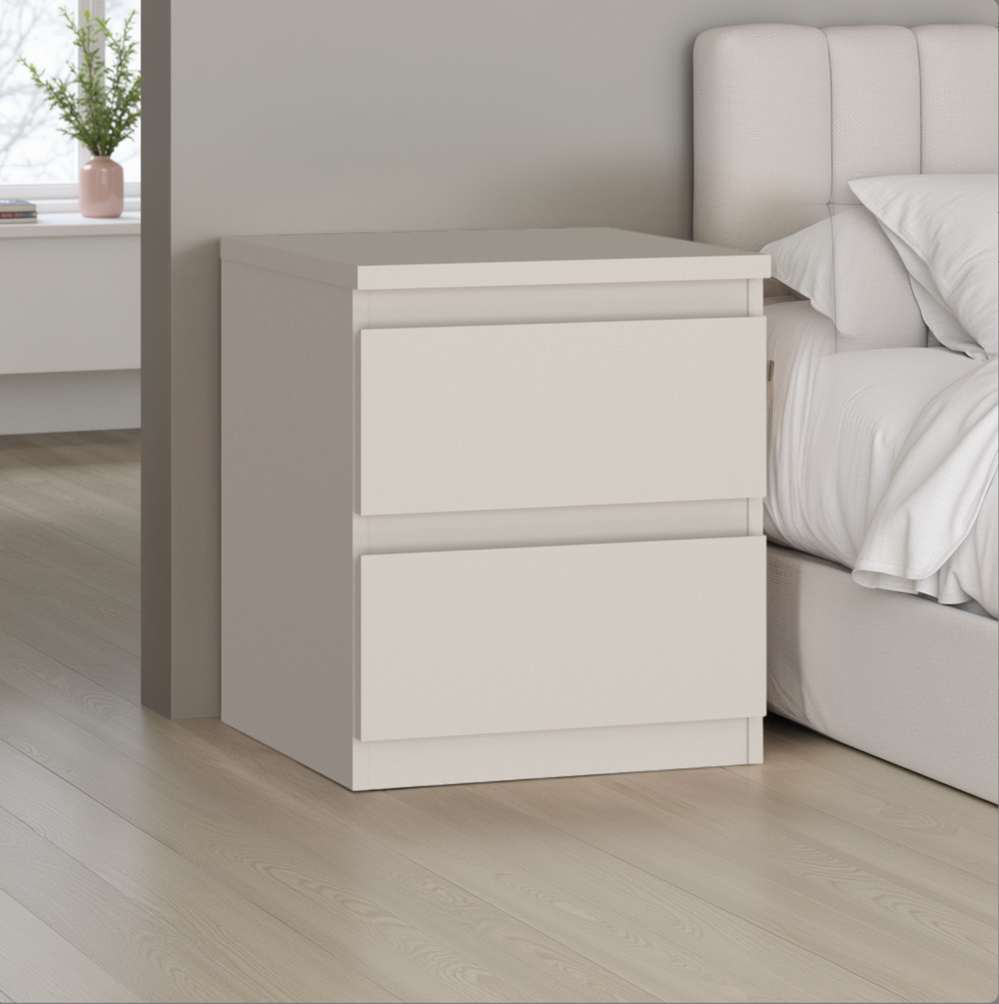 Alaska 2 Drawer Bedside Table - Cashmere - FurniComp