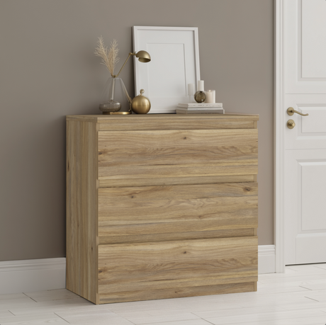 Alaska 3 Drawer Chest of Drawers - Oak - FurniComp