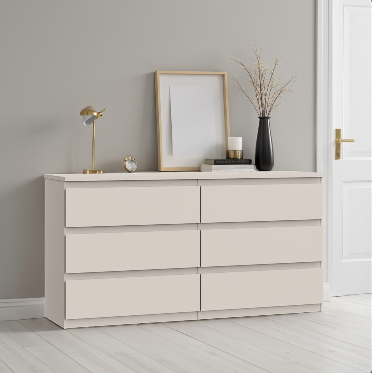 Alaska 6 Drawer Wide Chest of Drawers - Cashmere - FurniComp