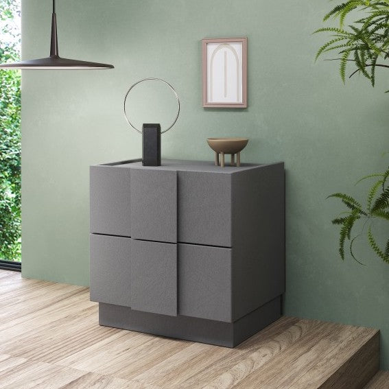 Alvin 2 Drawer Bedside Table - Grey - FurniComp