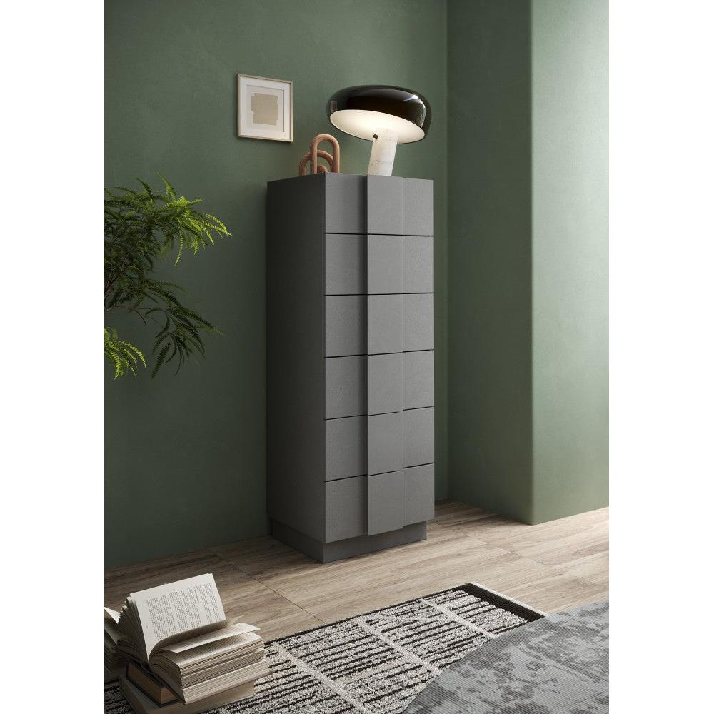 Alvin 6 Drawer 50cm Tall Chest of Drawers - Grey - FurniComp