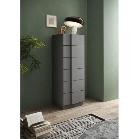 Alvin 6 Drawer 50cm Tall Chest of Drawers - Grey - FurniComp