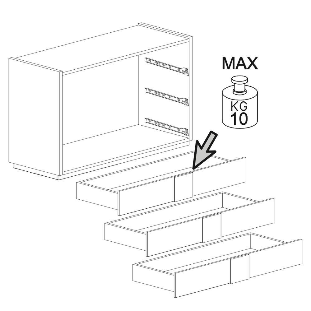 Alvin 3 Drawer 110cm Chest of Drawers - Grey - FurniComp