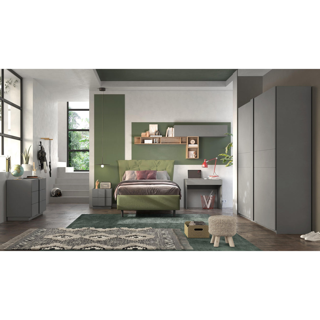 Alvin 2 Drawer Bedside Table - Grey - FurniComp