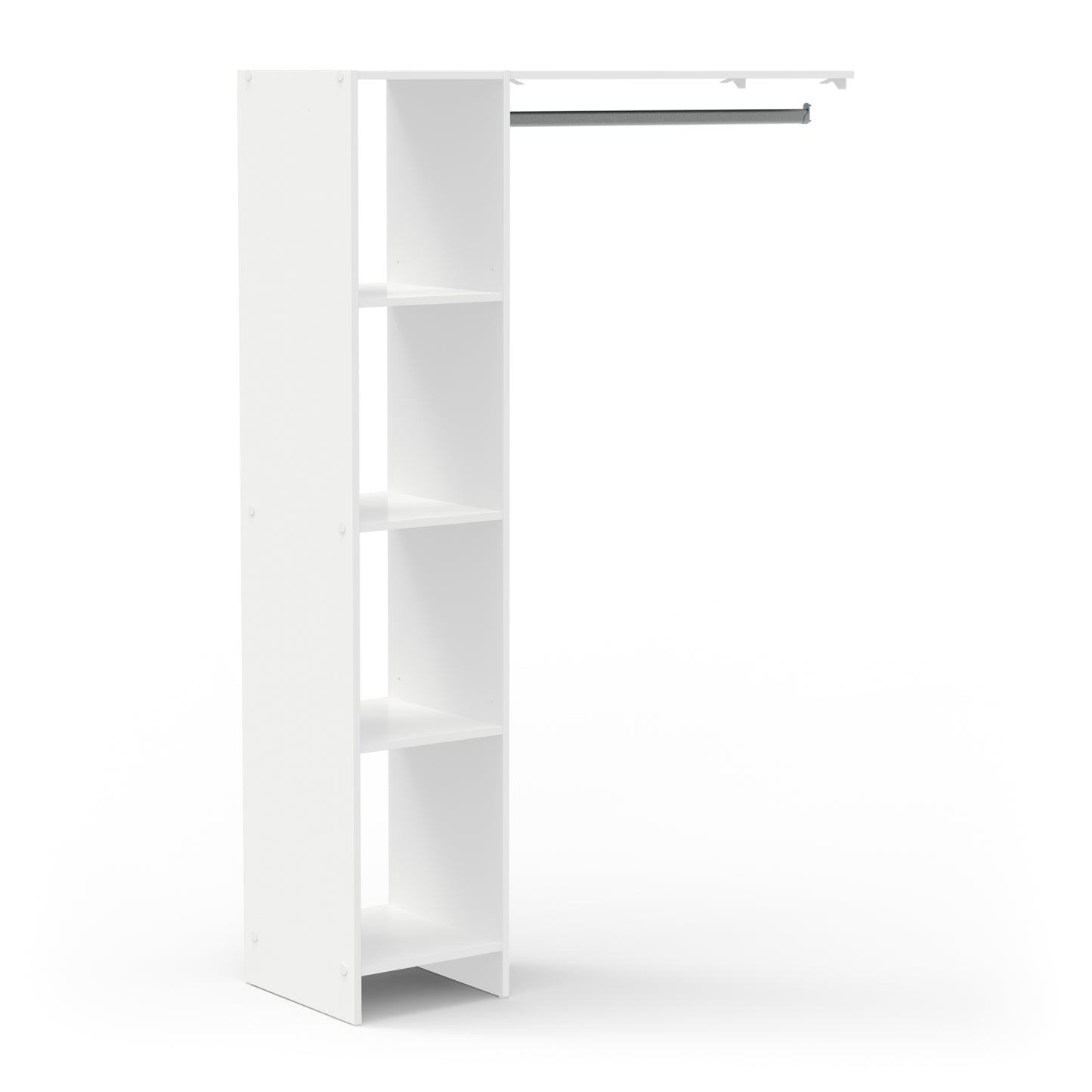 Astrid Open Wardrobe with Shelves and Rail - Matt White - FurniComp