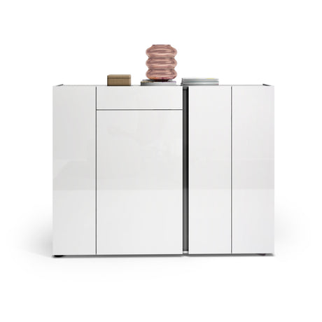 Athens 4 Door 1 Drawer White Gloss and Anthracite 40 Pair Shoe Cabinet - FurniComp