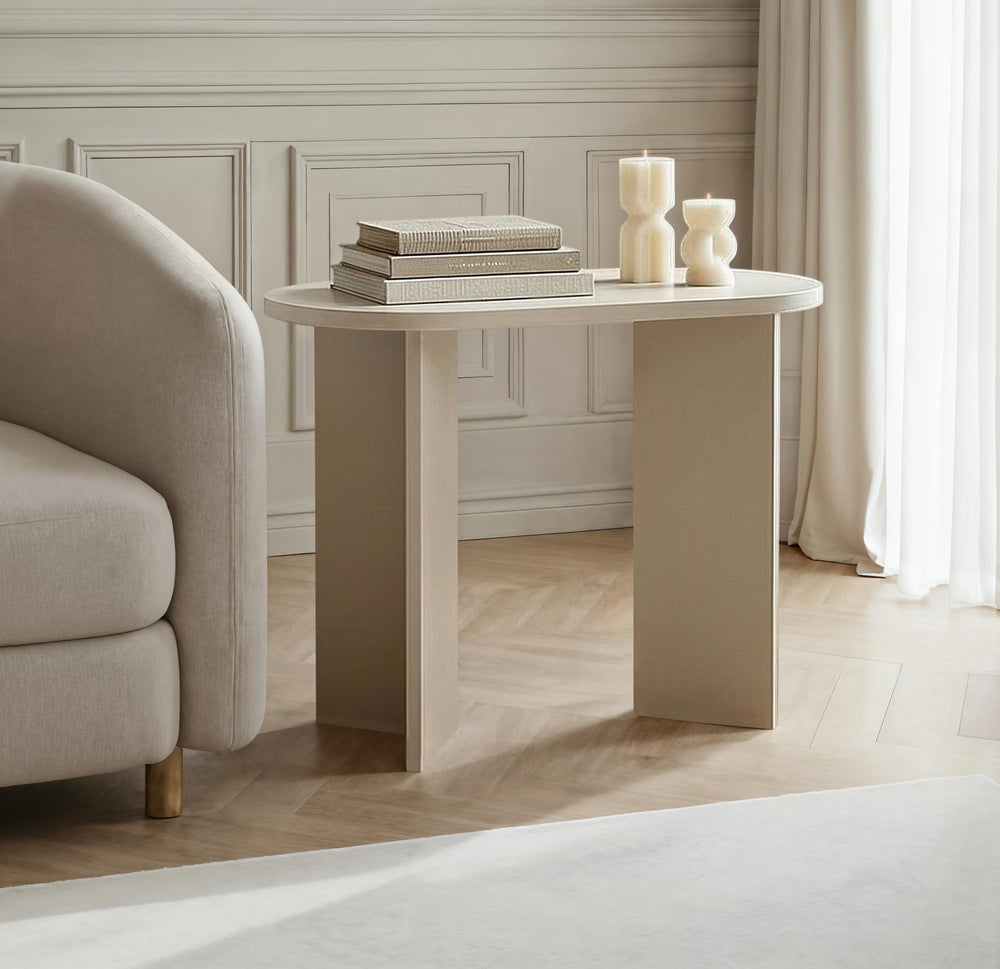 Aurora Oval Side Table- Cashmere