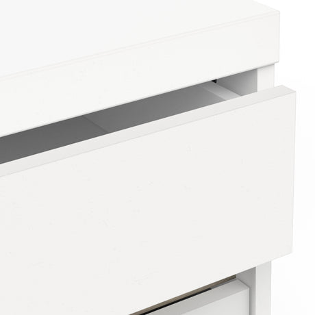 Avery 2 Drawer Matt White and Oak Bedside Table - FurniComp