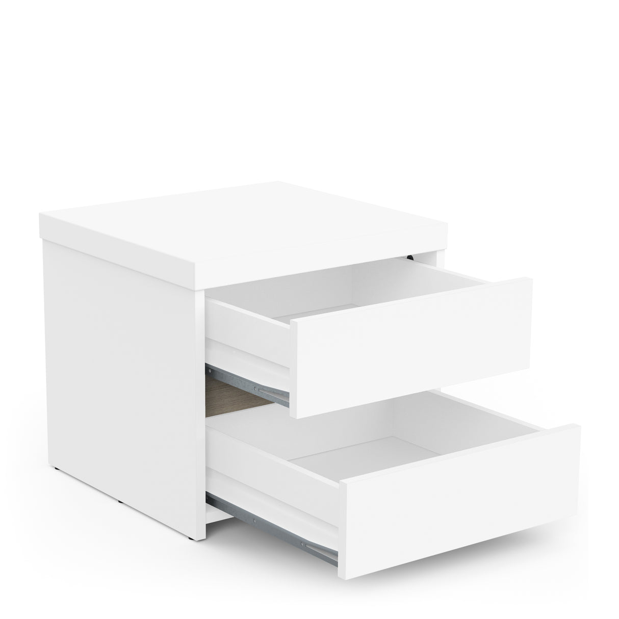 Avery 2 Drawer Matt White and Oak Bedside Table - FurniComp