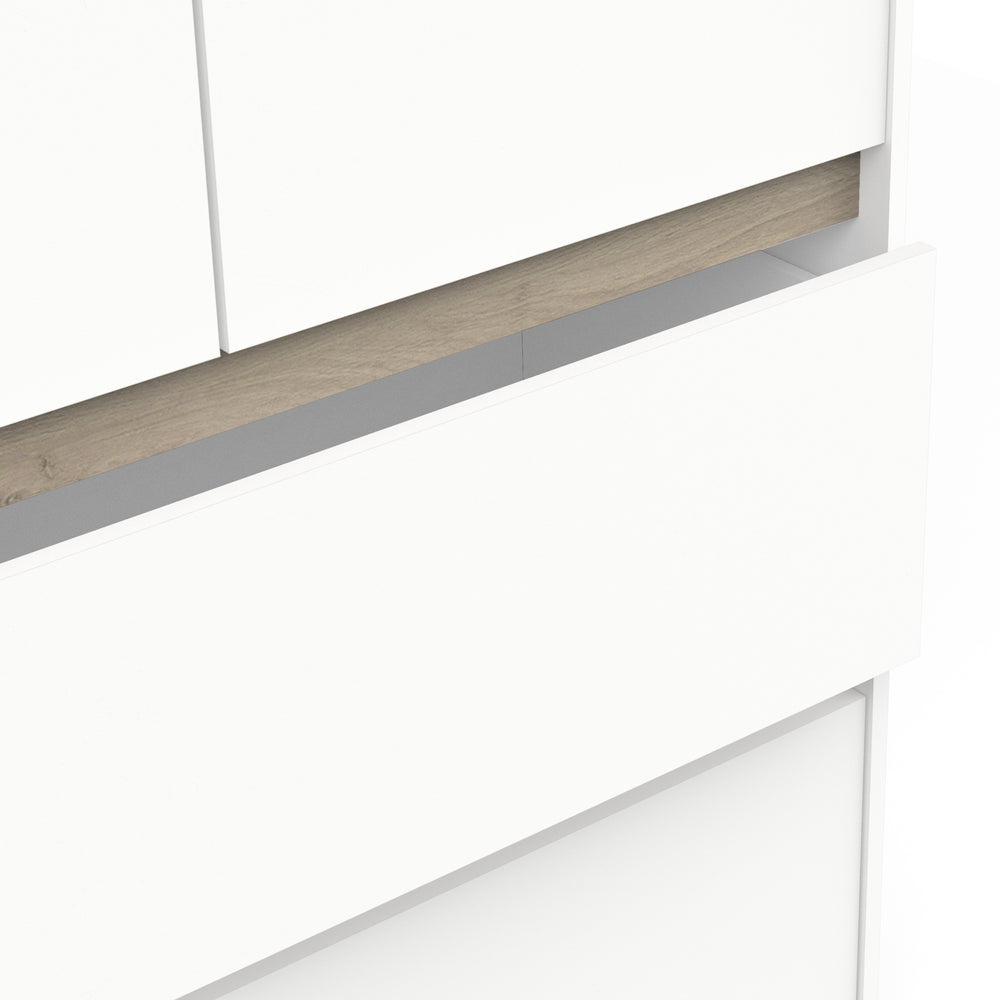 Avery 3 Door 2 Drawer 138cm Matt White and Oak Wardrobe - FurniComp