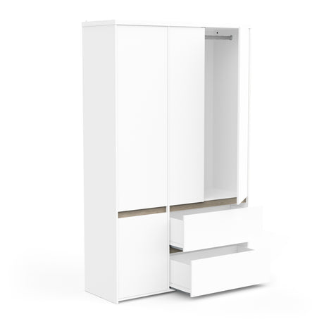 Avery 3 Door 2 Drawer 138cm Matt White and Oak Wardrobe - FurniComp
